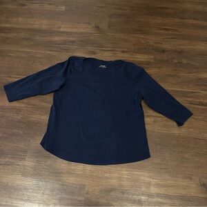 Chico's Blue 3/4 Sleeve Blouse with Textured Design